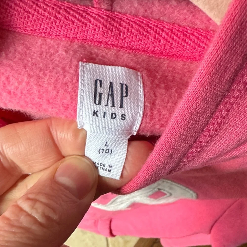 GAP Kids Bright Pink Zip Front Hoodie with Logo size L (10)